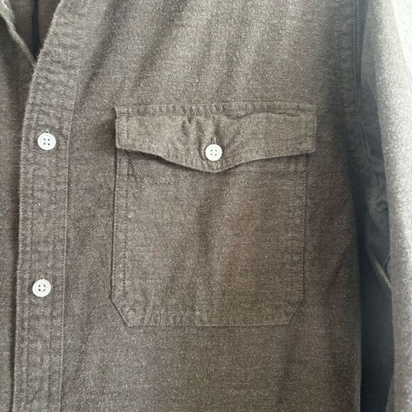 Everlane Mens Size Extra Large Olive Green Cotton Flannel Button Down Shirt - Picture 8 of 13